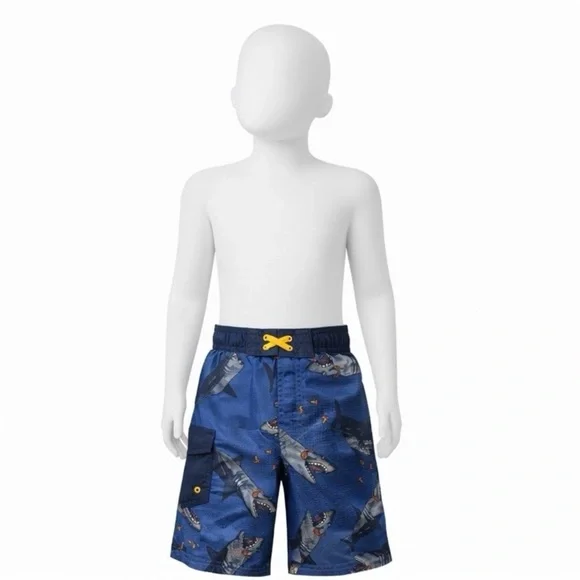 Cat & Jack Boys Shark Swim Trunks S (6/7) Blue NWT - Picture 6 of 9